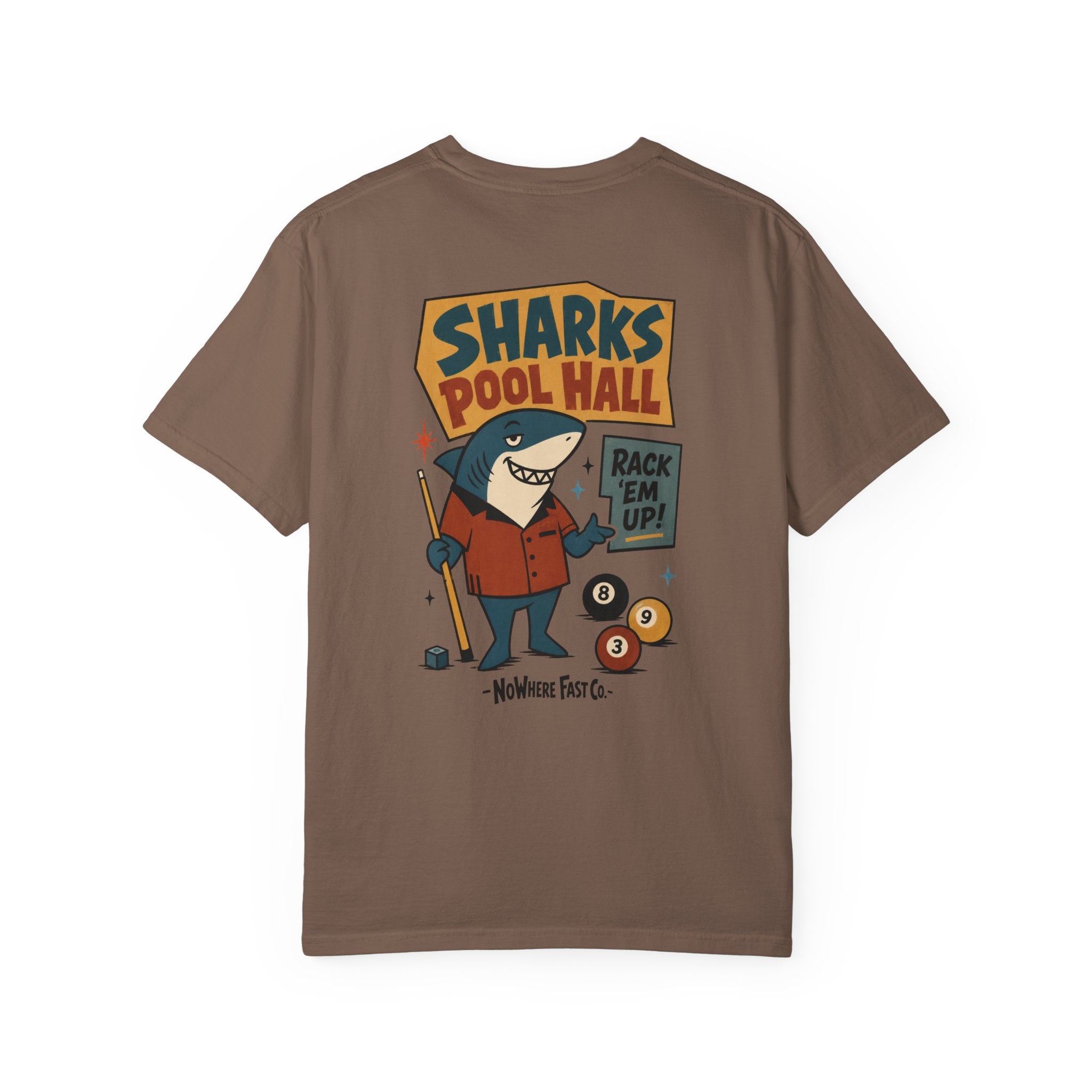 Rack ’Em Up! Retro Shark Pool Hall T-Shirt