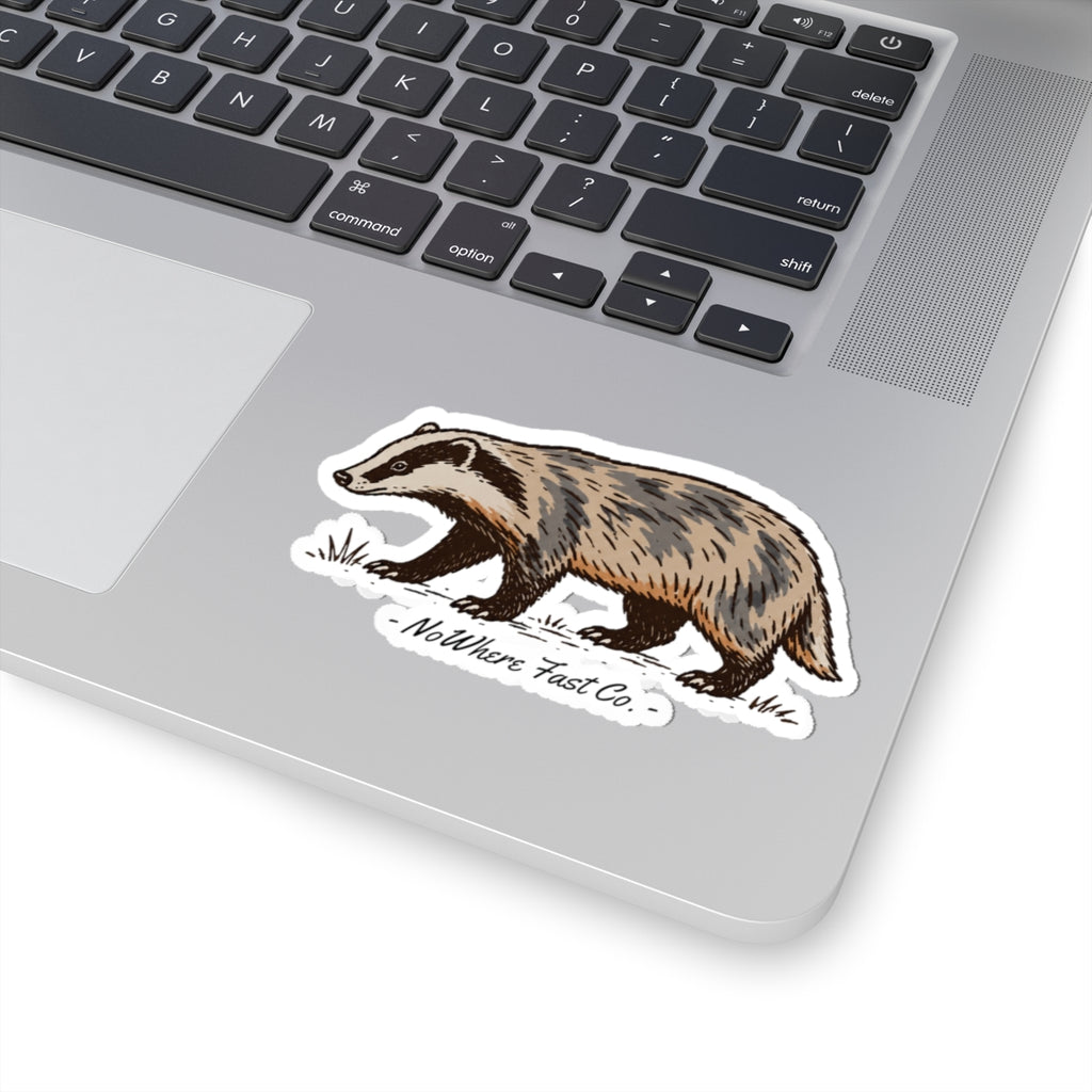 Badger Vinyl Sticker — Hand-Drawn Wildlife Kiss-Cut Decal (NoWhere Fast Co.)