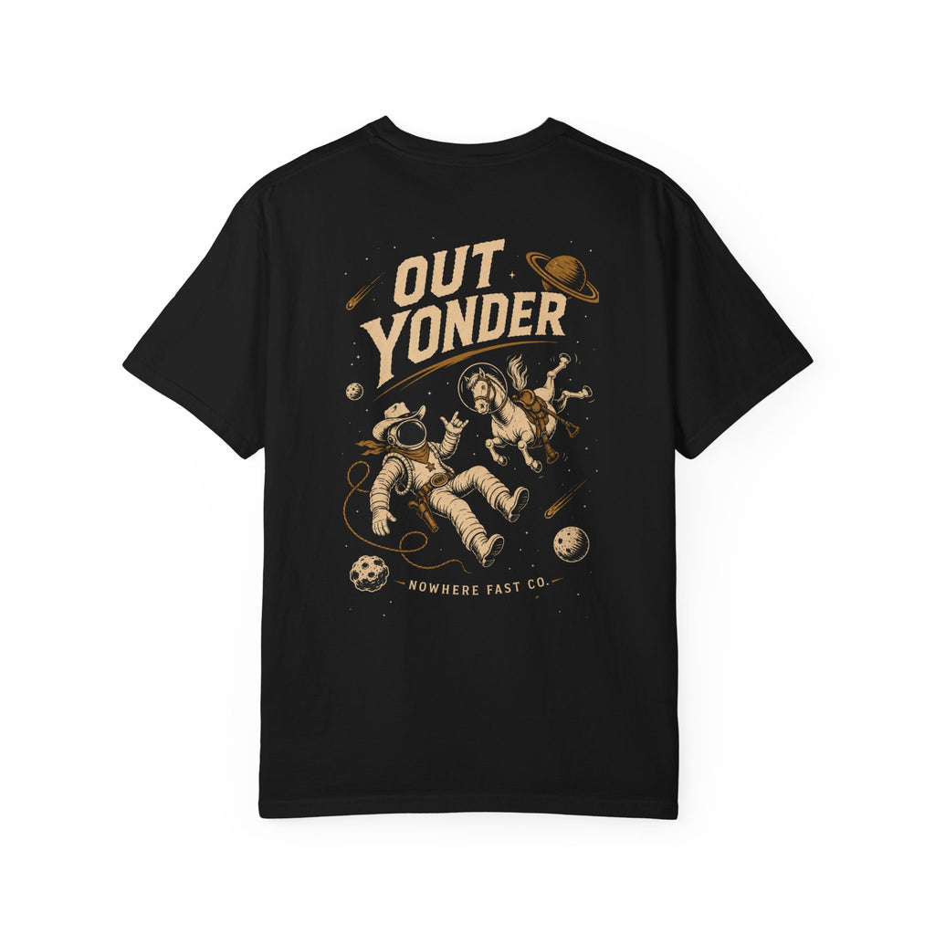 Out Yonder Cowboy Astronaut T-Shirt — Retro Western Space Graphic