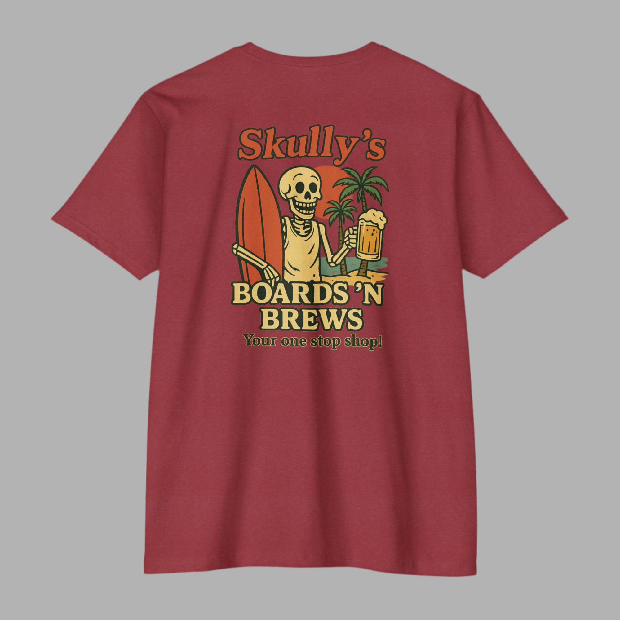 “Skully’s Boards ‘N Brews” Tee