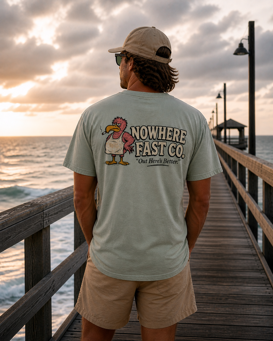 Nowhere Fast Co. Pink Flemmy Vintage Tee — Coastal Retro Graphic T-Shirt