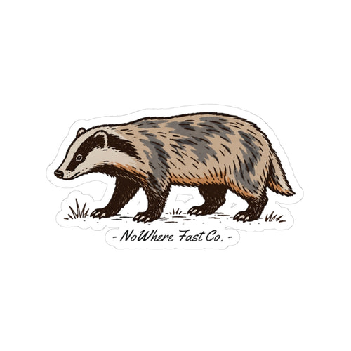 Badger Vinyl Sticker — Hand-Drawn Wildlife Kiss-Cut Decal (NoWhere Fast Co.)