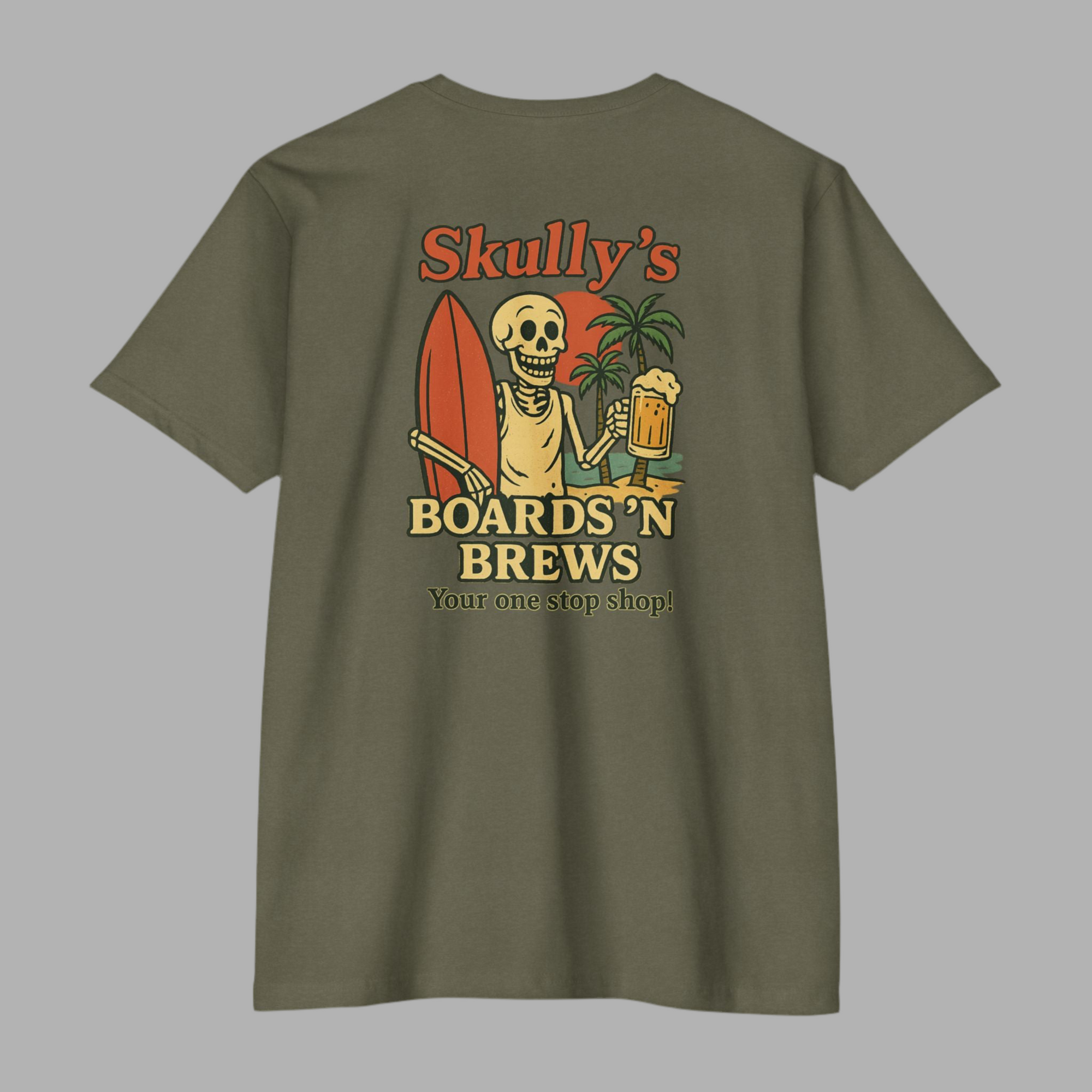 “Skully’s Boards ‘N Brews” Tee