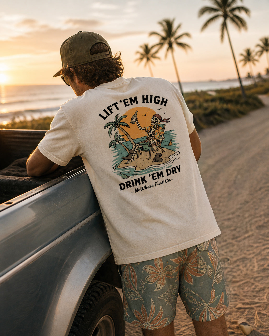 Lift ’Em High, Drink ’Em Dry T-Shirt — Vintage Western NoWhere Fast Co. Tee